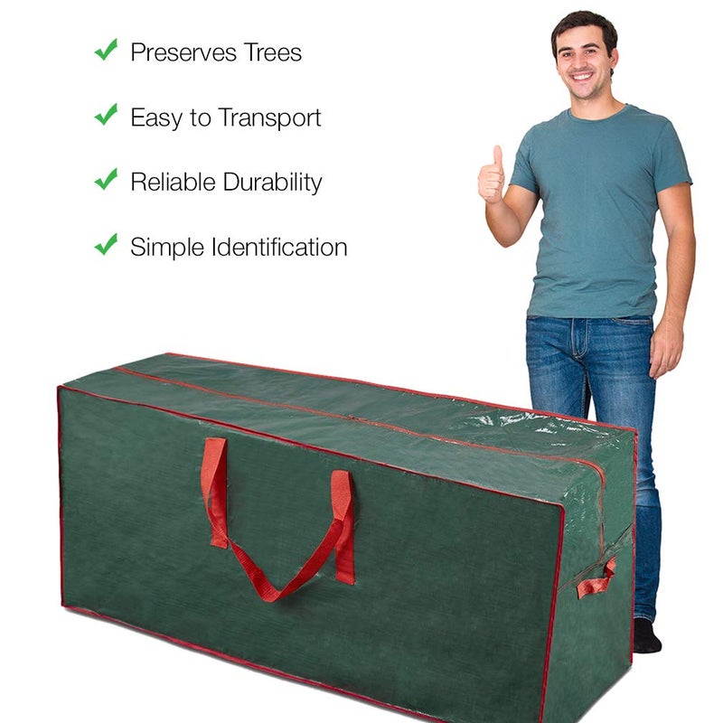 Propik Christmas Tree Storage Bag | Fits Up to 9 Ft. Tall Disassembled Tree | 65â€ X 15â€ X 30â€ Holiday Tree Storage Case | Xmas Storage Container with Handles and Sleek Zipper (Green) - Image 4